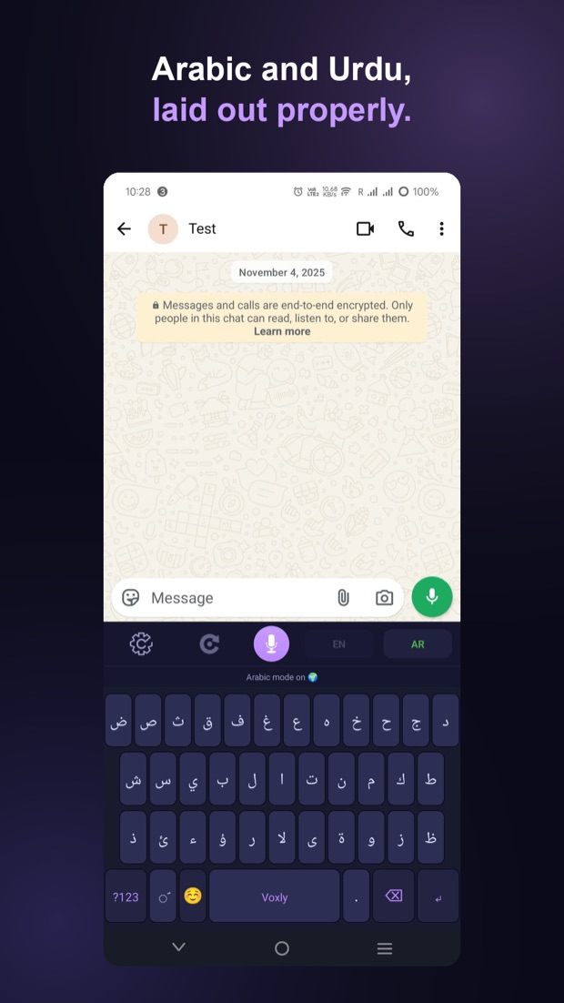The Arabic and Urdu keyboards