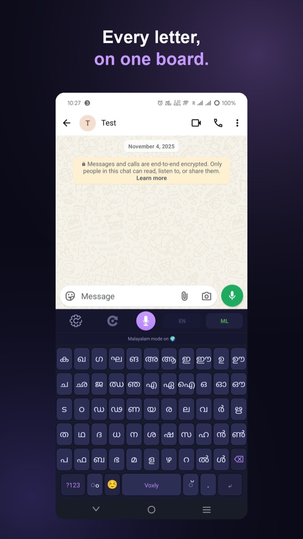 The Malayalam keyboard with every letter on one board